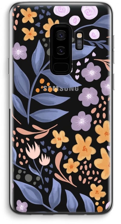 Case Company® - Hoesje geschikt voor Samsung Galaxy S9 Plus hoesje - Flowers with blue leaves - Soft Cover Telefoonhoesje - Bescherming aan alle Kanten en Schermrand
