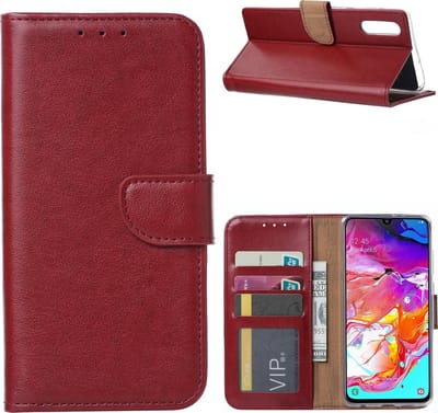 Ntech Hoesje Geschikt Voor Samsung Galaxy A70/A70s Portemonnee Hoesje / Book Case - Bordeaux Rood