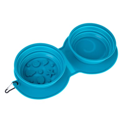 TIAKI dubbele siliconen reiskom Zeevruchten 2x 600ml hond