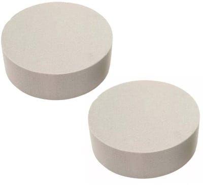 HBX Steekschuim/oase - 2x - droog - Rond - grijs - D18 x H6 cm - voor bloemen - bloemstukken