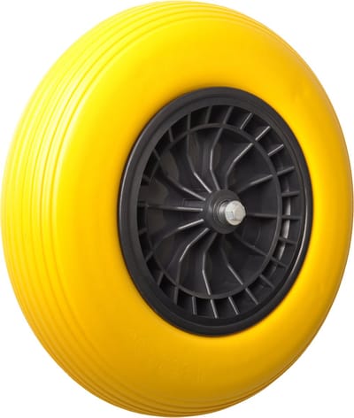 Kruiwagenwiel - 4.00-8 - anti lek band en zwarte kunststof velg - maximale belasting: 150 kg - asgat/naafdiameter: 20 mm