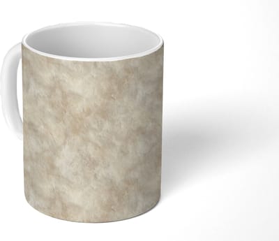 Mok - Koffiemok - Beige - Reliëfstructuur - Natuursteen - Mokken - 350 ML - Beker - Koffiemokken - Theemok