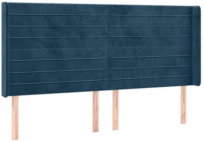 vidaXL - Hoofdbord - met - randen - 203x16x118/128 - cm - fluweel - donkerblauw