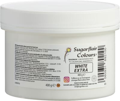 Sugarflair Max Concentrate Paste Colour - Voedingskleurstof - Wit - 400g