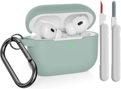 Beschermhoes voor AirPods Pro 2 2022 & 2019 met reinigingsset - zachte siliconen hoes met karabijnhaak