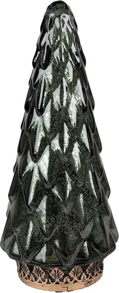 Clayre & Eef Kerstdecoratie met LED-verlichting Kerstboom Ø 11x24 cm Groen Glas