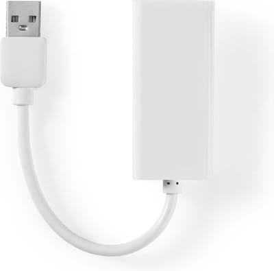 Nedis USB-netwerkadapter - USB 2.0 - 100 Mbps - USB-A Male - RJ45 Female - 0.20 m - Rond - Verguld / Vernikkeld - Koper - Wit - Doos
