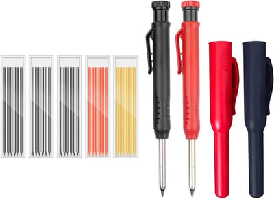 Set van 2 Houten Tekenpotloden met Dikke Punt, Mechanische Potlood Marker en Balpen voor Houtbewerking en Tekenwerk