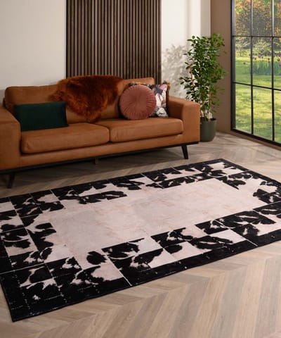 Wasbaar vloerkleed - Rosalie wit/zwart 80x150