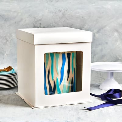 FunCakes Taartdoos Hoog - met Venster - Wit - 21x21x23,5 cm - Cakedoos