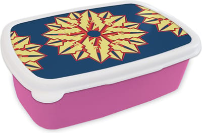 Broodtrommel Roze - Lunchbox - Brooddoos - Sterren - Patronen - Abstract - 18x12x6 cm - Kinderen - Meisje