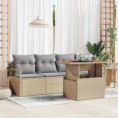 vidaXL - Tuinbank - Set - 5 - st - 4-Aantal - zitplaatsen - beige - en - lichtgrijs