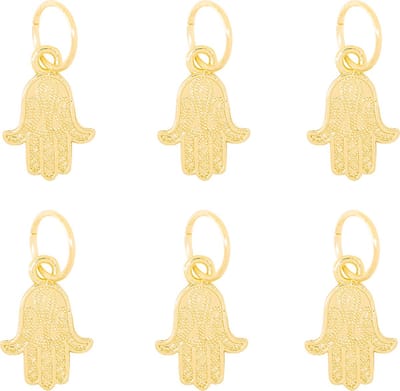 Haarsoires Haarspeld haarringen 1,5cm - Bedel Hamsa Hand - Goud - Set van 6 - Vlechtringen - Ringen voor Haar Vlechten - Hair Rings