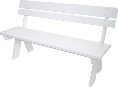 Tuinbank MCW-L66, houten bank, parkbank, horeca-kwaliteit, massief hout MVG 148 cm ~ wit