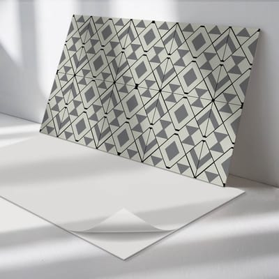 Wallfluent Vinyl Tegels - Geometrisch Ruitpatroon Zelfklevende PVC Tegels - 40 cm x 20 cm - Grijs Vinyl Tegels - 10 stuks - Rechthoek PVC Tegels - Patroon Plaktegels - Vinyl Vloer Tegels - Plaktegels Keuken en Badkamer