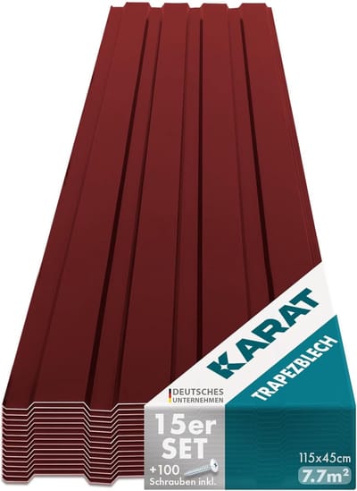 Trapeziumplaten Set - Profielplaten Dakplaten - Wand Dakmontage - Inclusief Schroeven - 115 x 45 cm - Rood