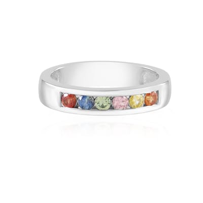 Cavill - Zilveren ring 925 sterling met 0.7 ct blauwe Madagaskar saffier - Platina verguld - Elegante ronde dames ring - luxe sieraden