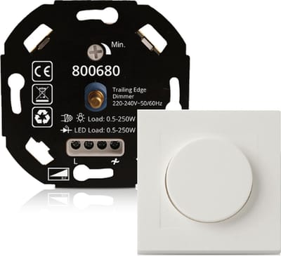 LED Dimmer - 0.5 tot 200 Watt - Universele LED Dimmer inclusief Afdekplaat - Led Dimmer Inbouw - Dimmer Schakelaar - Dimmer Afdekplaat