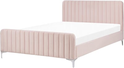 LUNAN - Tweepersoonsbed - Pastelroze - 140 x 200 cm - Fluweel