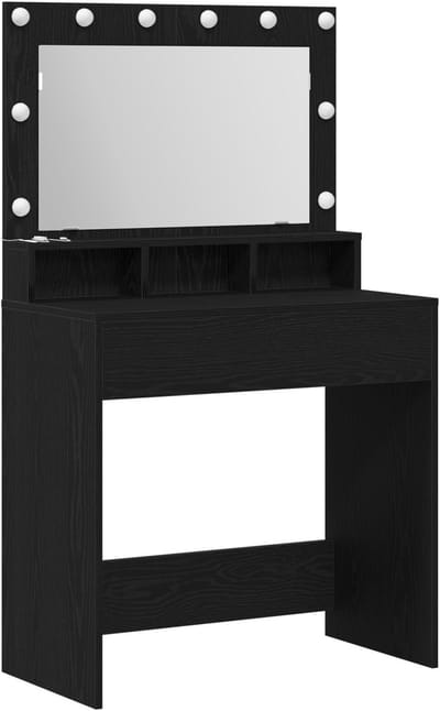 Kaptafel met spiegel en verlichting - Make up tafel - Make up - Toilettafel - Met lades - Zwart
