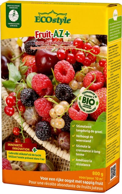 ECOstyle Fruit-AZ Organische Meststof - Voor Heerlijk Sappig Fruit - Gezond Bodemleven - 120 Dagen Voeding - 800 GR