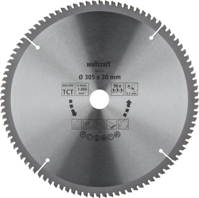 wolfcraft - Zaagblad 305x30mm voor Afkortzaag - 96 Tanden - Verstekzaag - Serie lila - 6544000