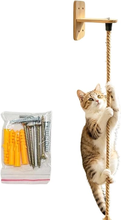 Katten Klimtouw - Kattenplanken Muur - Spelen en Rusten - Met Springplank - 2 Meter - Natuurlijk