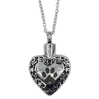 Ketting met Ashanger Hond – Hart met pootafdruk – Edelstaal – Lengte 50 cm