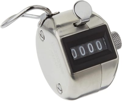 Hand Tally Counter - Telapparaat Teller - Inventaris Tellen - Zware Kwaliteit Staal - 4 Cijfers - Zilver