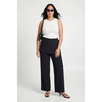 boohoo Dames Plus Strikbroek Met Wikkelrok | Black | Maat: 16