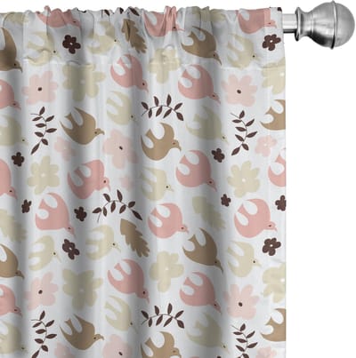 ABAKUHAUS Vogels gordijnen – 2-delige set 75x245 cm – microvezel – Roze Umber
