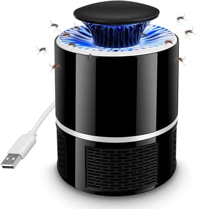 Insectenverdelger met aanzuigventilator, werkingsbereik tot 20 m², uv-led-muggenverdelger, zwart