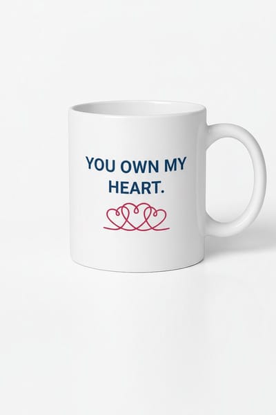 Romantische Mok 'You Own My Heart' met Rode Hartjes | Liefdescadeau