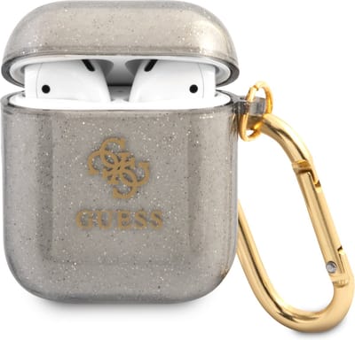 Guess TPU Glitter Case AirPods 1 - AirPods 2 Zwart
