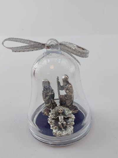 Mini kerstgroep in Klokken Bel / blauw / 4 x 6 cm