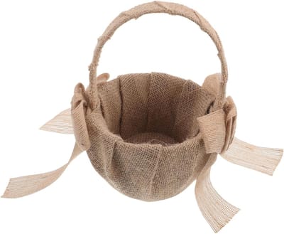 Bruidsmeisjesmand Jute - Bloemenmandje Decoratie - Bruiloft Versieren - Rustieke Vintage Stijl - 20 x 16 x 13 cm - Koffie