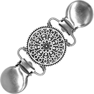 Fako Bijoux® - Vestsluiting - Vestclip - Sjaalspeld - Vestklem - Rondo - Zilverkleurig