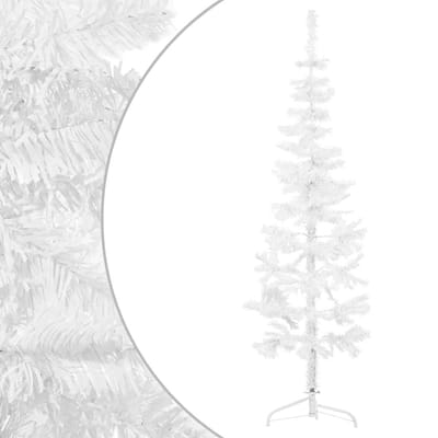vidaXL - Kunstkerstboom - half - met - standaard - smal - 120 - cm - wit
