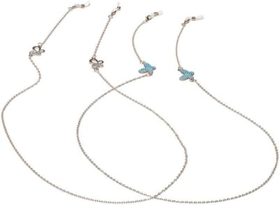 Brillenketting Set - Rhinestone Koord - Veilig Dragen - Met Vlinder - Talla Única - Goudkleurig
