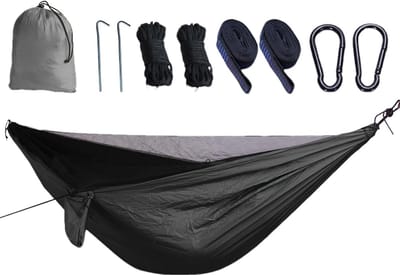Hangmat met Vliegennet - Kampeerhangmat Slaapnet - Buiten Ontspannen - Ademend Mesh - 270x140 cm - Zwart