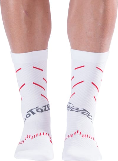 veloToze Cycling Sock - Active Compression White/Red -  Small/Medium - Sokken