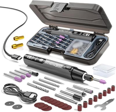 Roterende Tool - Graveerpen Handgereedschap - Modelbouw Sieraden Maken - 6 Snelheden Verlichting - Oplaadbaar - Grijs