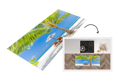 Keukenloper - Loper keuken - Palmboom - Strandstoel - Parasol - 120x50 cm - Keukenloper vinyl