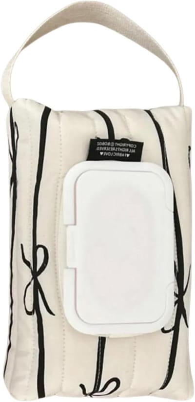 Baby Wipes Houder - Wipes Dispenser Tas - Onderweg Luiers Versnomen - Chic Design Streeppatroon - 23x15x6 cm - Wit