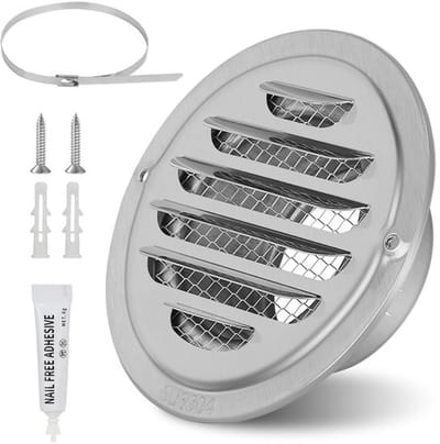 Allecto - Ventilatierooster - Roestvrij staal - Weerbestendig - 80 mm
