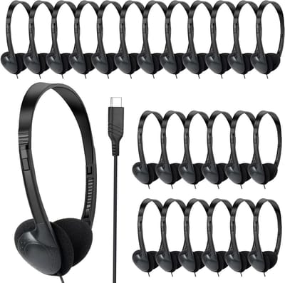 Type C Hoofdtelefoon - USB C Oortjes - Klaslokaal Gebruik - Bulk Pakket - 30 Stuks - Zwart