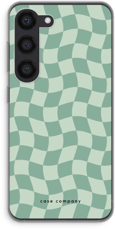 Case Company® - Hoesje geschikt voor Samsung Galaxy S23 hoesje - Grid Groen - Soft Cover Telefoonhoesje - Bescherming aan alle Kanten en Schermrand