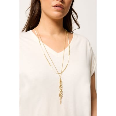 Yours Goudkleurige Langwerpige Ketting Met Kralensize One Size