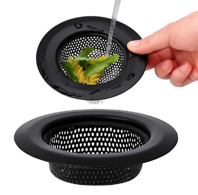 2 stuks Zwarte Roestvrijstalen Gootsteenzeef – Afvoerfilter voor Keukengootsteen – 11,5 cm – Anti-Verstopping – Vaatwasmachinebestendig