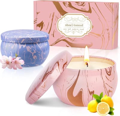 Aromatherapie Geurkaarsen Set van 2, Natuurlijke Sojawas Kaarsen als Cadeau voor Moederdag, Verjaardag of Kerst, Perfect voor Ontspanning en Sfeer